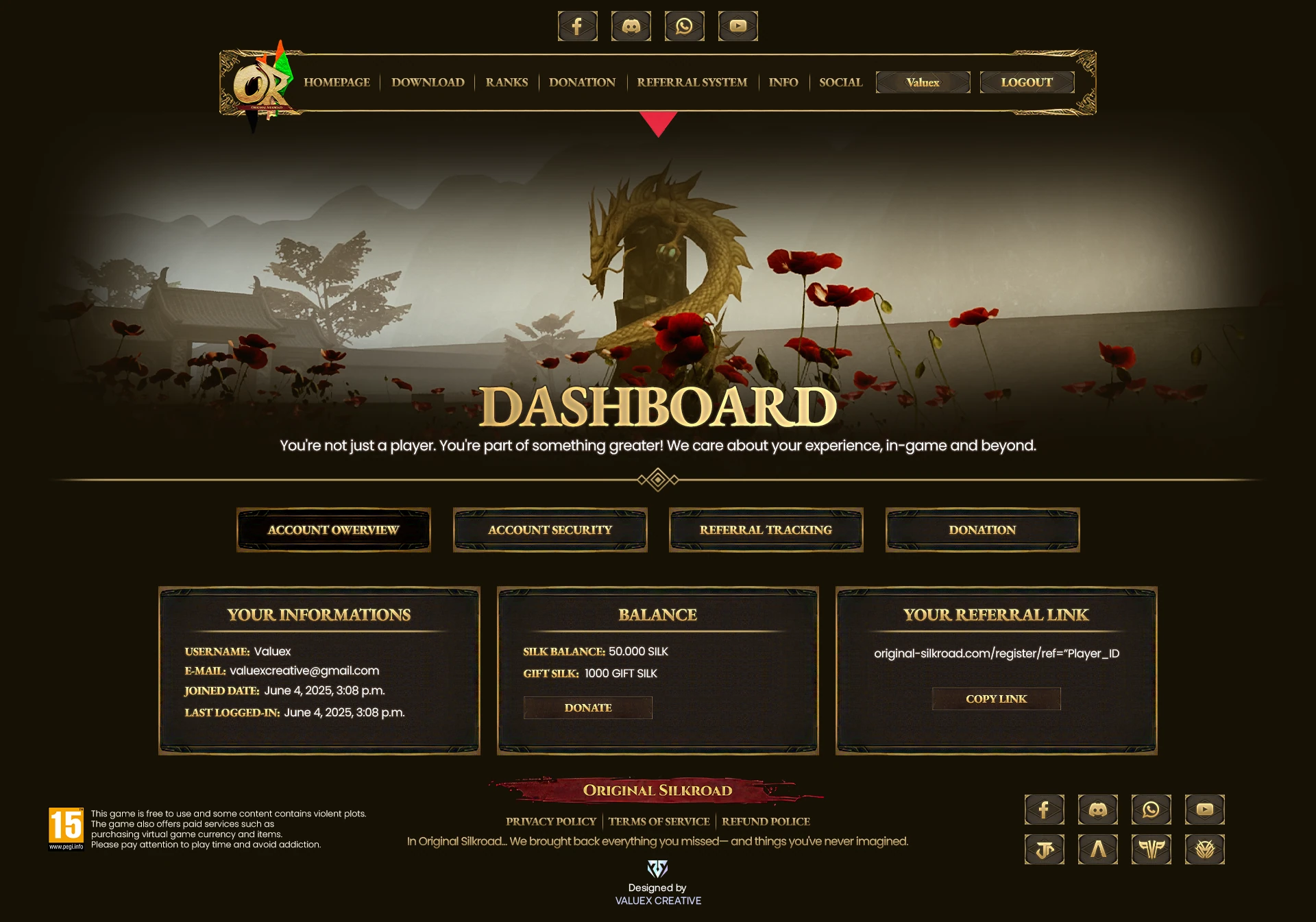 Original Silkroad Website Design